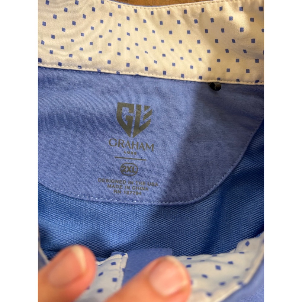 Graham Luxe Mens 2XL Periwinkle Blue Quarter Zip Pullover Performance Sweatshirt - Picture 7 of 12